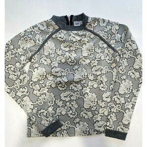 Asos Women's Textured Ivory Black Floral Top Size 4